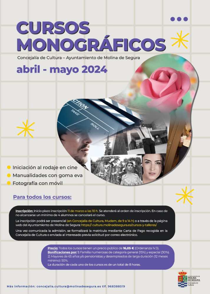 Cultura-Molina-Cursos monográficos abril-mayo2024-Plazo inscripción-CARTEL-2