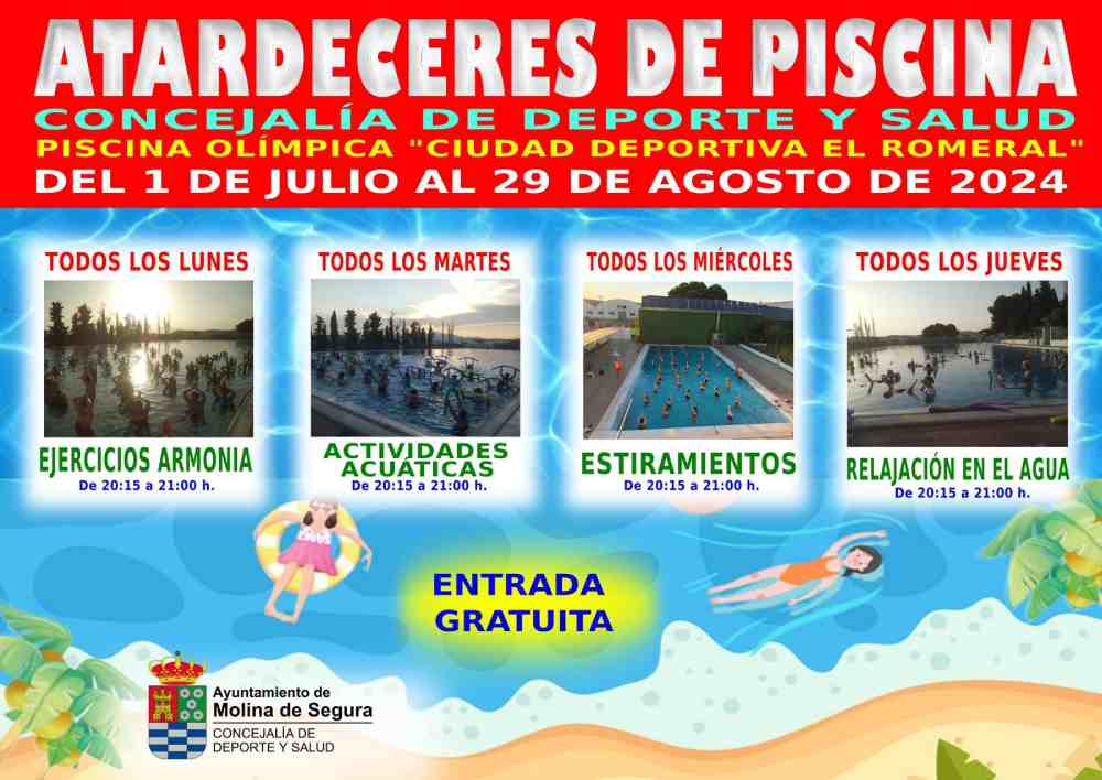 cartel atardeceres en la piscina