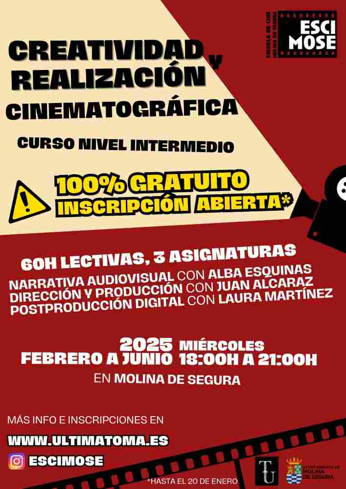Cultura-Escuela de Cine-Curso de Realización y Creatividad Cinematográfica-Ampliación plazo incripción-CARTEL(1)