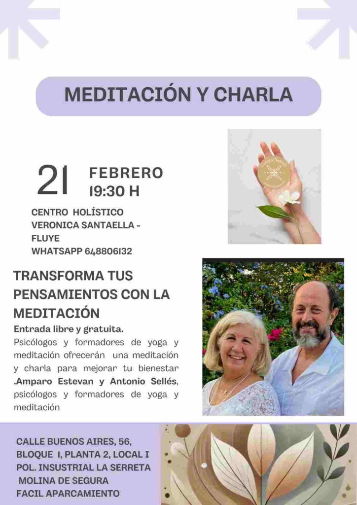 cartel charla meditacion este yoga