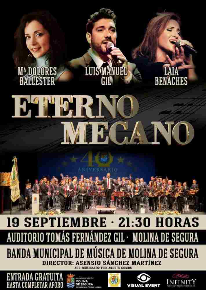 Fiestas Molina 2025-Concierto 'ETERNO MECANO'-Vocalistas y Banda Municipal de Música de Molina de Segura-Día 19-CARTEL(1)