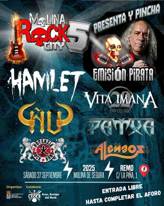 Fiestas Molina 2025-Festival 'MOLINA ROCK CITY 5' 2025 en el REMO-Día 27-CARTEL (gratis)