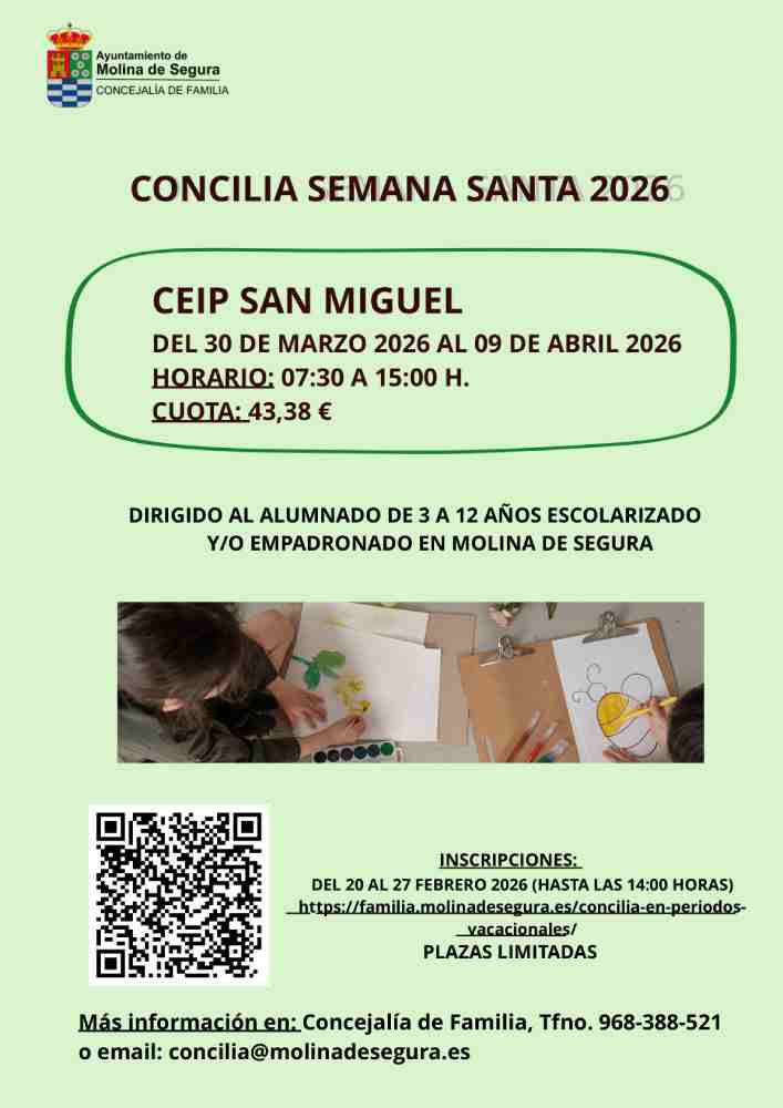 Familia-Molina-Servicio 'Concilia Educa' Semana Santa 2026-Plazo inscripción-CARTEL