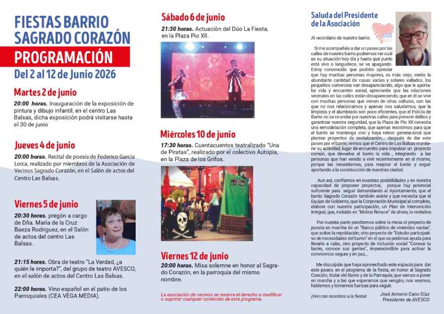 triptico programa fiestas 2 saludo presidente aavv sagrado corazón