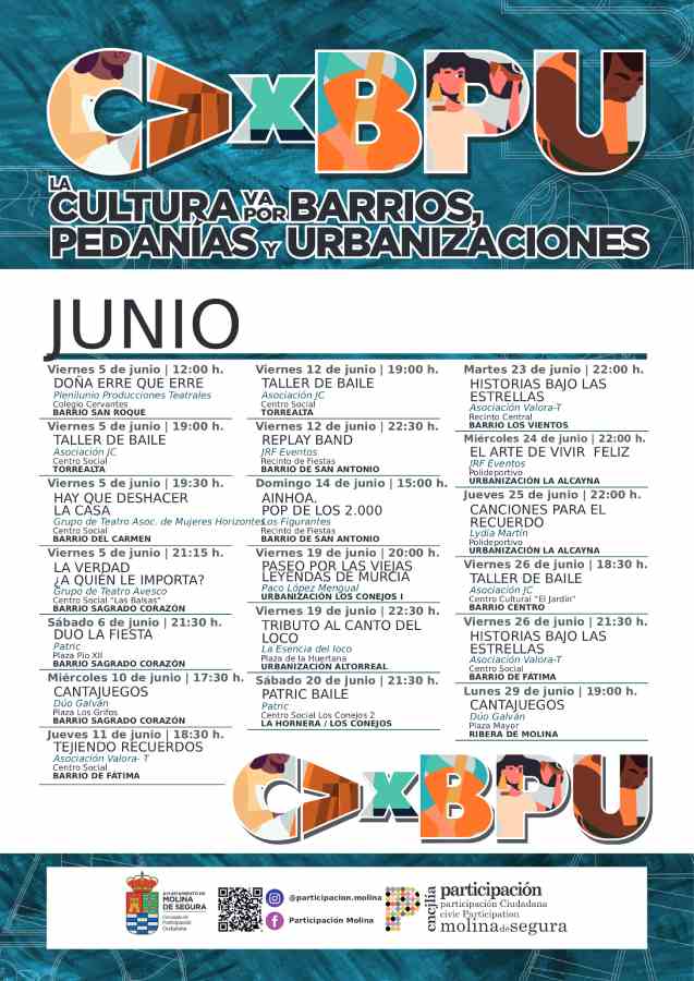 Participación Ciudadana-Molina-'En Molina, la Cultura va por Barrios, Pedanías y Urbanizaciones'-Programación junio 2026-CARTEL