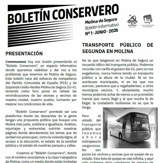 boletín informativo IU Verdes Molina