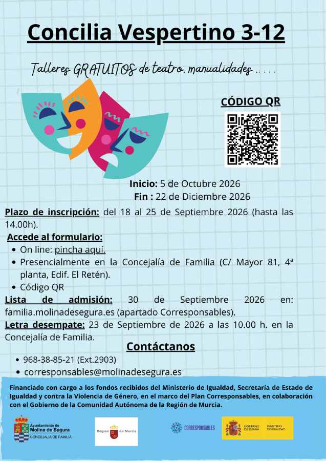 Familia-Molina-'Concilia Vespertino 3-12'-Plazo inscripción-CARTEL