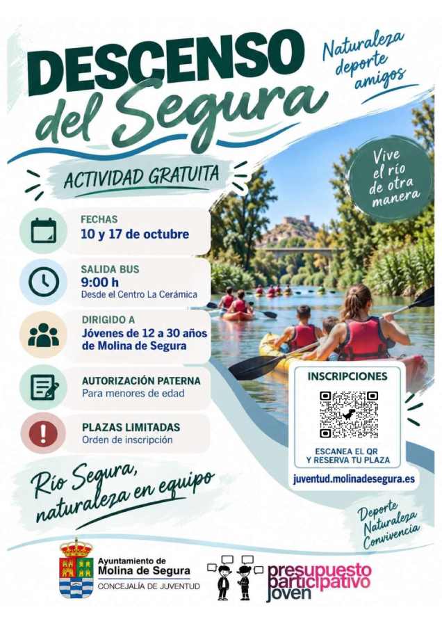 Juventud-Molina-Actividad 'Descenso del río Segura'-Plazo inscripción-CARTEL