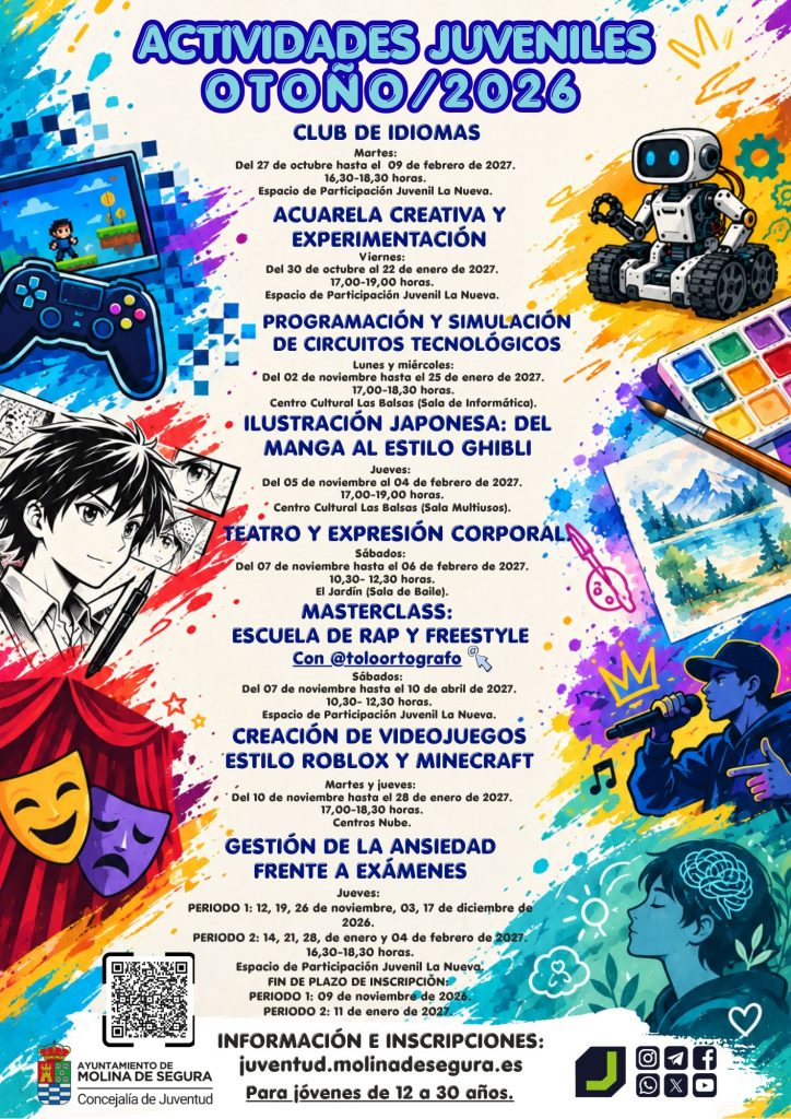 Cartel de la programación de actividades juveniles de otoño 2026 en Molina de Segura