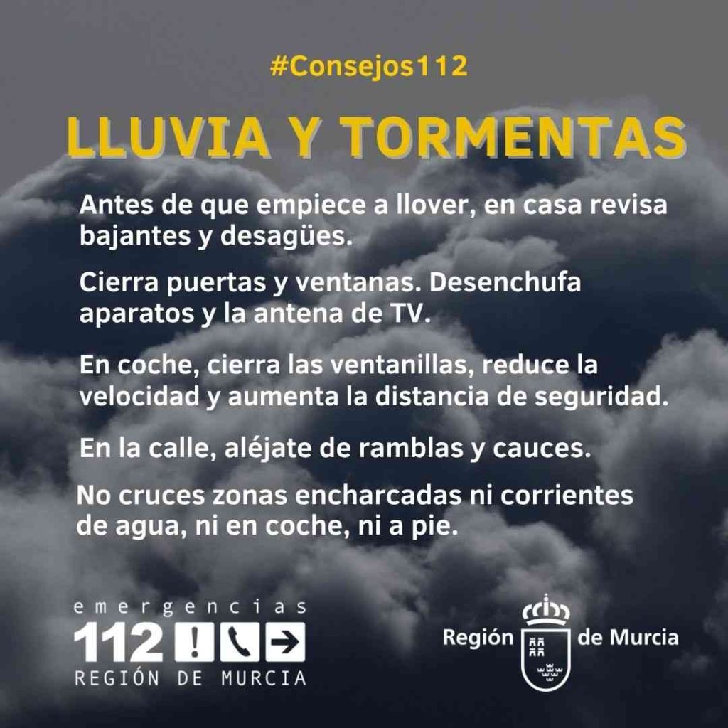 recomendaciones del 112 por lluvias