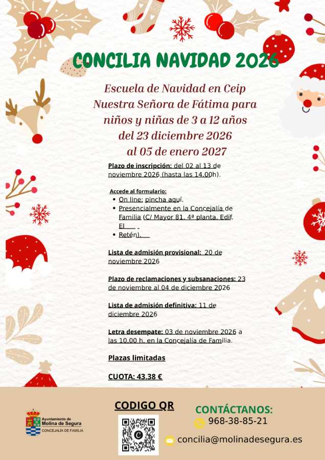 Familia-Molina-Servicio 'Concilia Navidad 2026-2027'-Apertura plazo inscripción-CARTEL
