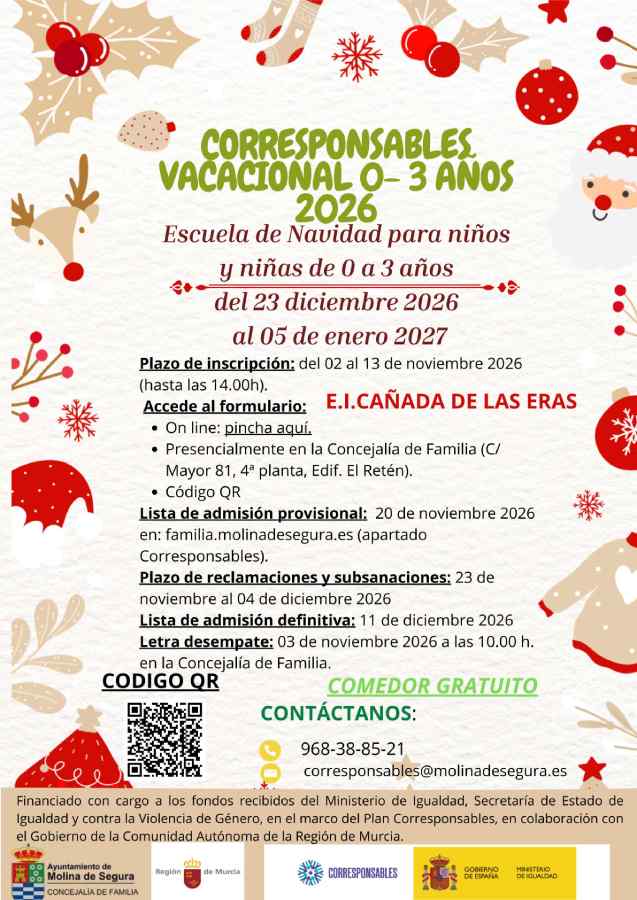 Familia-Molina-Servicio 'Corresponsables Vacacional 0-3 años' Navidad 2026-Apertura plazo inscripción-CARTEL