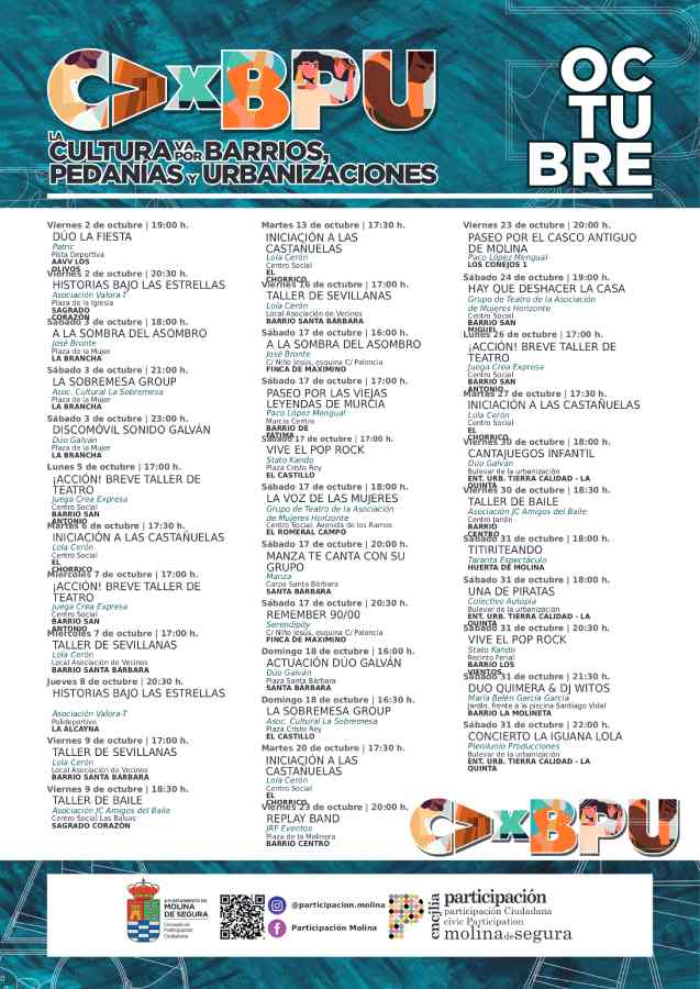 Participación Ciudadana-'En Molina, la Cultura va por Barrios, Pedanías y Urbanizaciones'-Programación octubre 2026-CARTEL