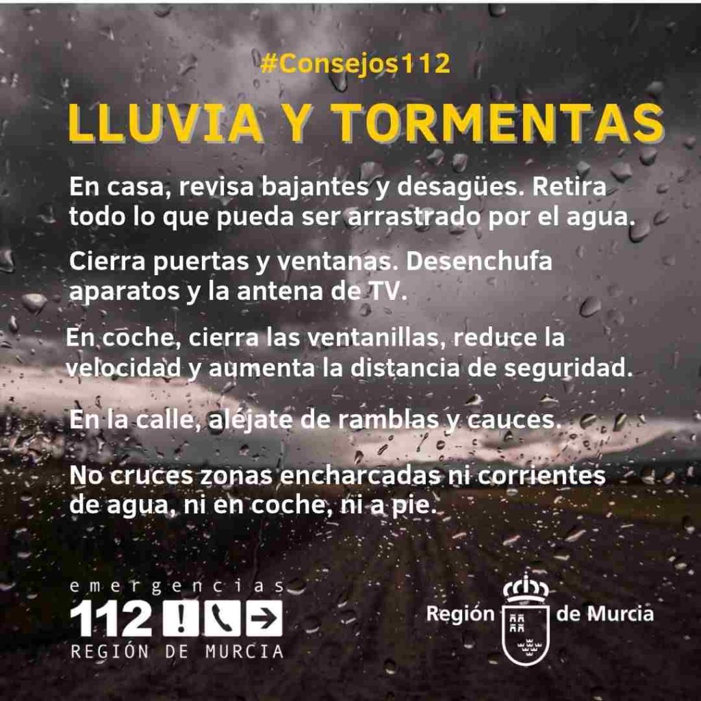 Recomendaciones del 112 ante las lluvias