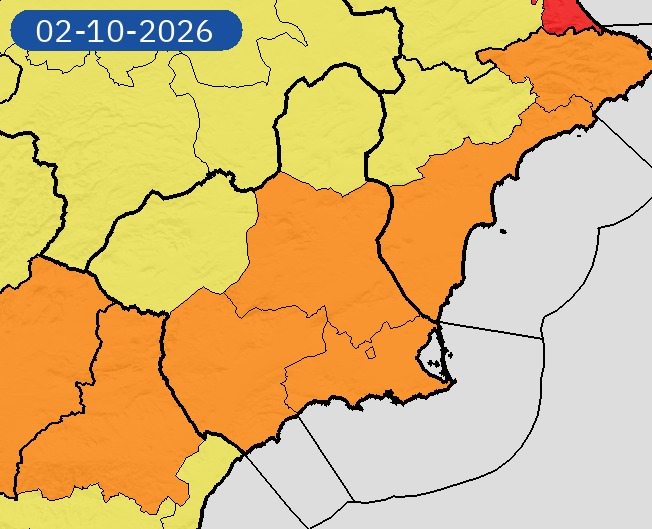 Mapa aviso amarillo viernes 2 de octubre 2026